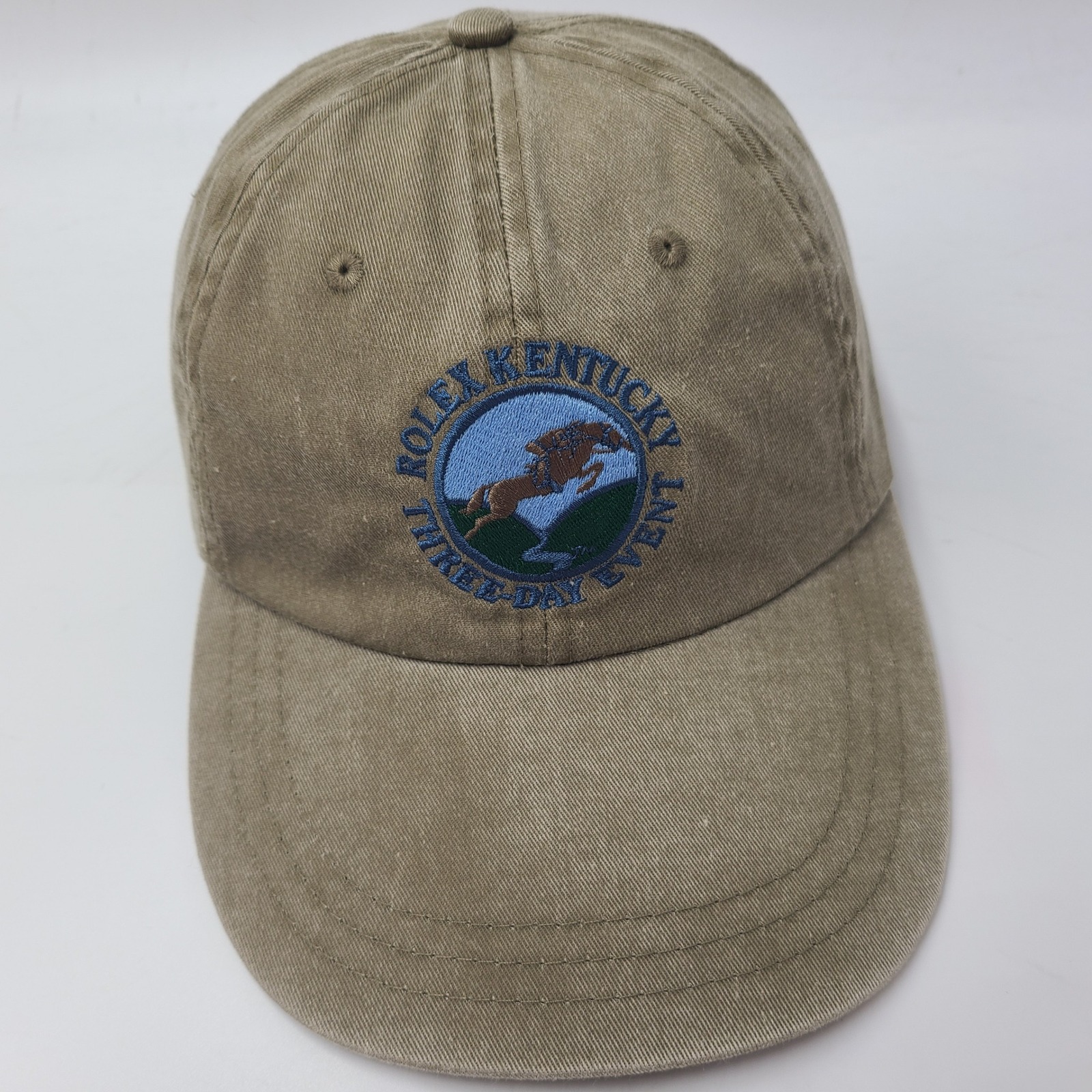 Vintage Rolex Kentucky ThreeDay Event Hat Strapback Beige Blue Derby Horse Race